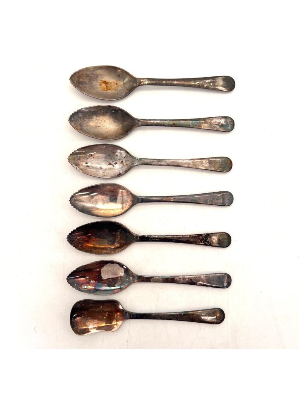 Vintage Silver-Plated Sheffield England Spoon Set In Box - 7 Pieces - Tarnished
